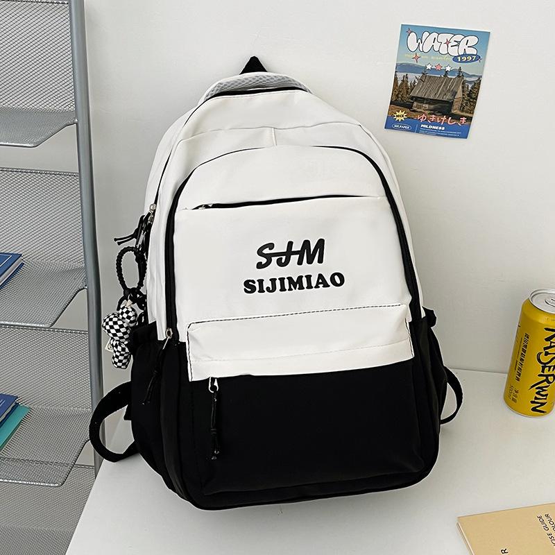 Schoolbag Middle and High School Students Backpack 1011 New Large-capacity Letter Printing Korean Version Contrasting Color Backpack College Backpack