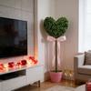 1/2Pcs Artificial Heart Topiary Tree Love Heart Topiary Stake with Rainbow Bow Indoor Outdoor Garden Porch Faux Shrubs Plants Decoration