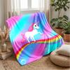 Unicorn On Rainbow Theme Blanket Lightweight Warm Flannel Blanket Decorative Throw Blanket for Home Decoration