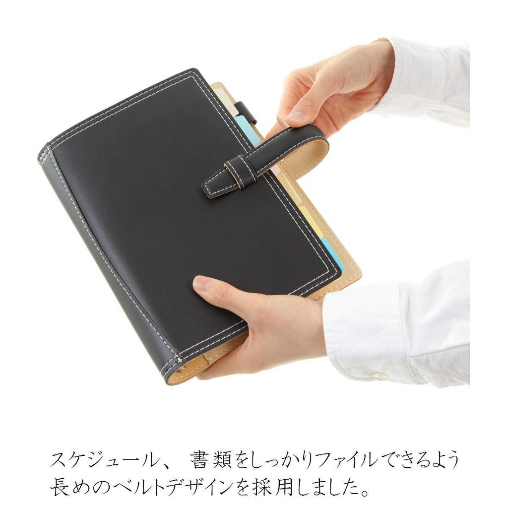 Monobox Japan Vegan Leather A5 Sticky Note 10 Easy To Refill Refill Planner, Size, 6-Hole, Double-Stitched, Pocket, Refills, Clean, Business-Specific