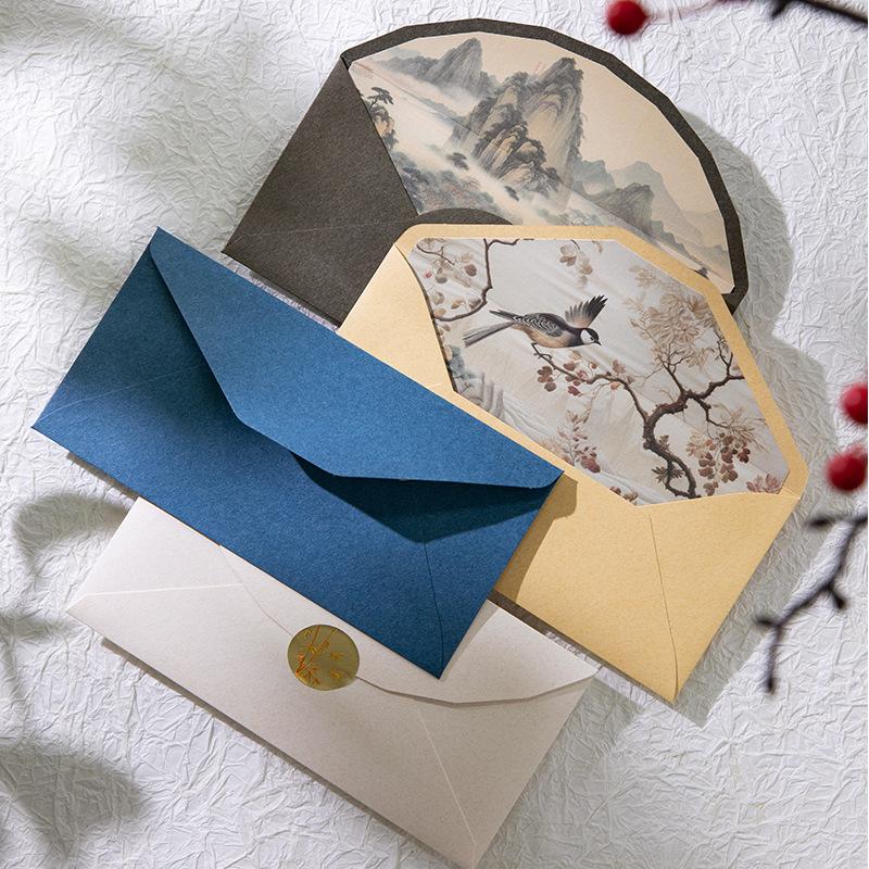 5pcs Exquisite Vintage Envelopes Classic Chinese Style Artistic Envelopes for Letters Wedding Invitation
