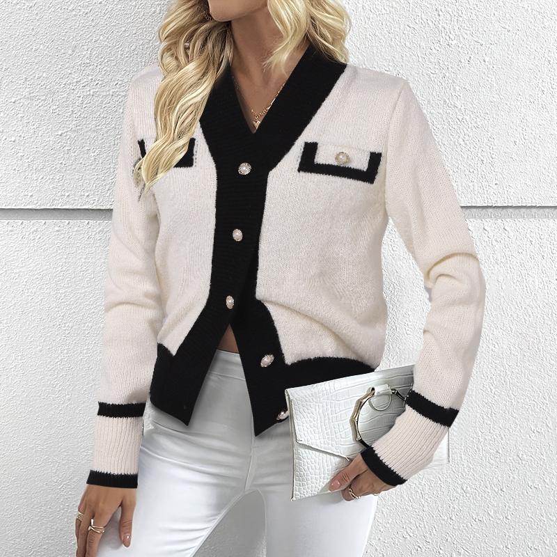 

ZANZEA Женский осенний свитер с длинным рукавом в стиле пэчворк XL белый