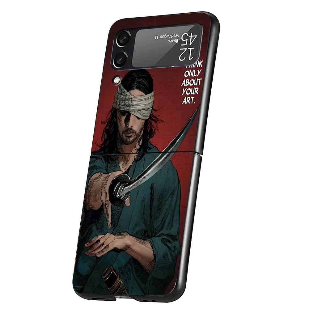 Anime Vagabond Samurai Cover Phone Case For Samsung Galaxy Z Flip 7 6 5 4 3 5G Flip7 Flip6 Flip5 Flip4 Flip3 Black Fundas Shell