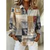 Camicia da Donna alla Moda Patchwork 3D Stampata a Colori Vestibilità Larga Bluse Top da Donna Nuova Primavera Estate Camicia Casual a Maniche Lunghe