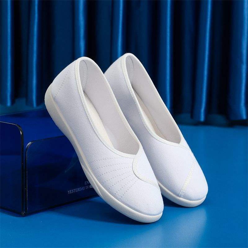 Nurse Shoes Women's White Flat-heeled Beauty Shoes Little White Shoes Old Beijing Cloth Shoes Flat-soled Women's Shoes Work Shoes