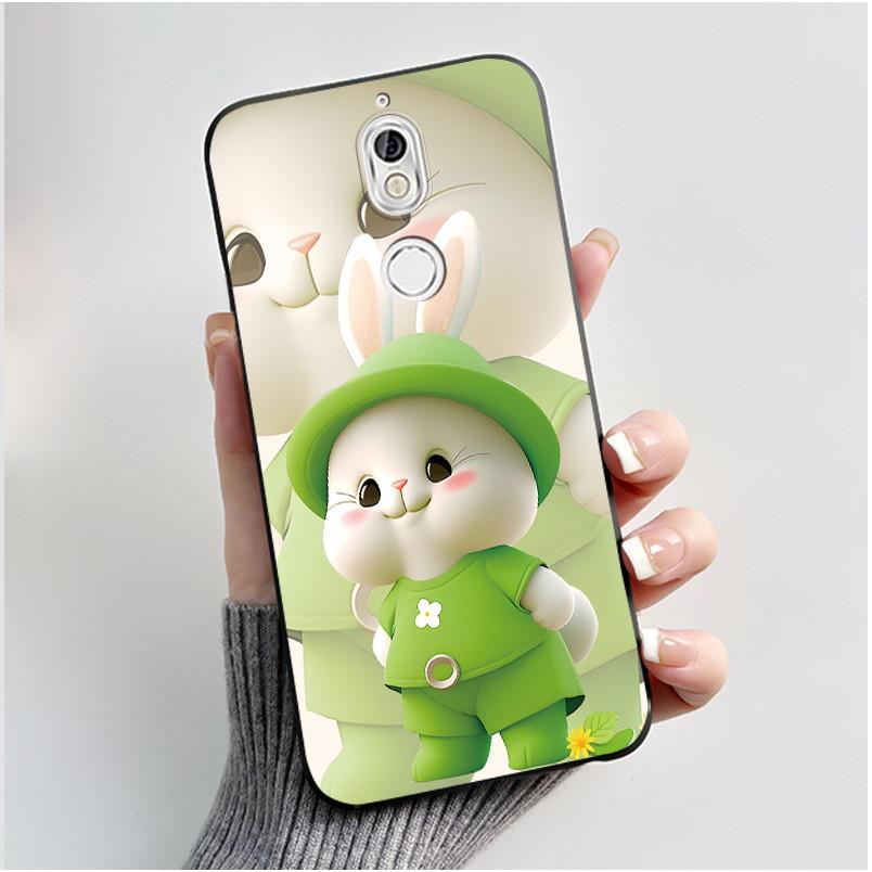 Case For Nokia 7 Phone Casing For Nokia 7 Plus Back Cover Trendy Soft Silicone Shockproof Black Case Milk Tea Rabbit Pattern