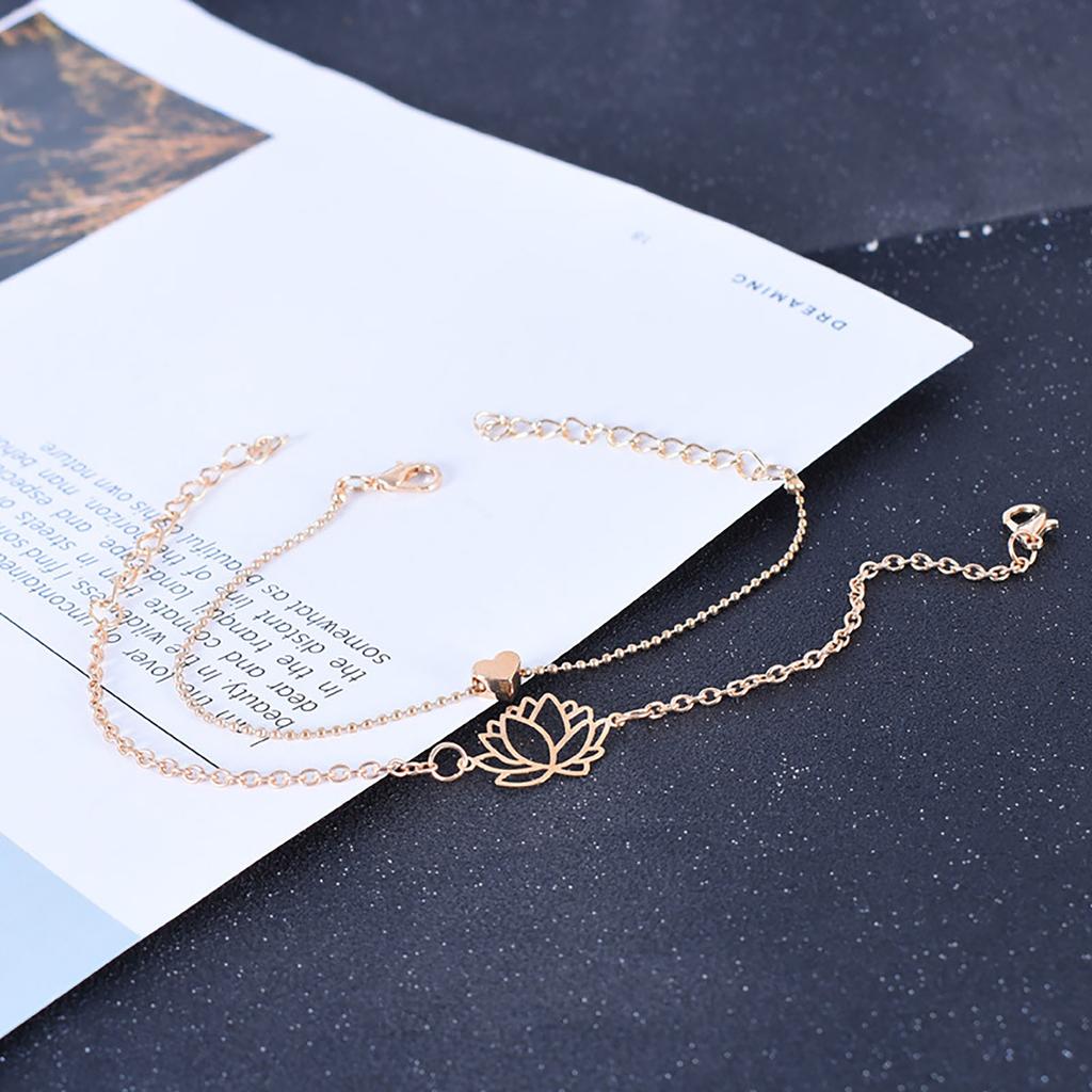 S Imple And Personalized Hollow L Otus Bracelet Fashion 2-piece Set