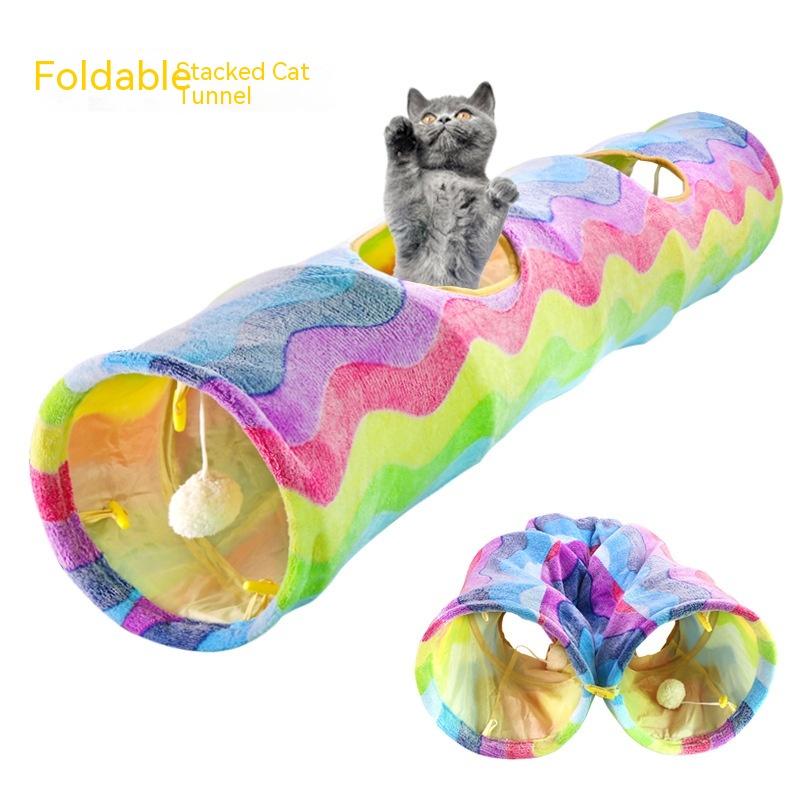 

Товары для домашних животных, новая кольцевая бумага, радужный туннель для кошек, устойчивая к царапинам, складная игрушка-туннель для кошек