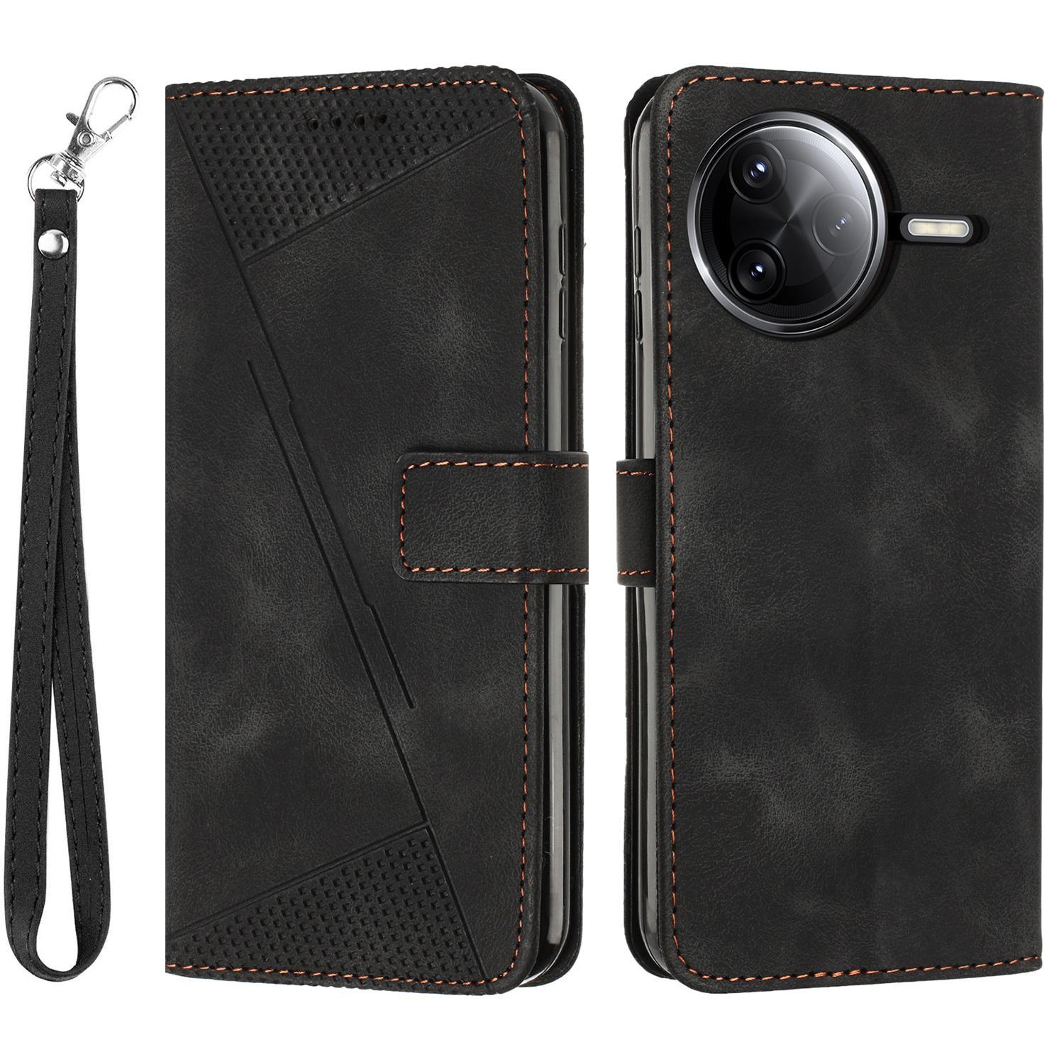 

Leather Case for Xiaomi Poco F7 Pro 5G/F7 Ultra 5G/K80 5G/K80 Pro 5G Imprinted Triangle Phone Cover Black