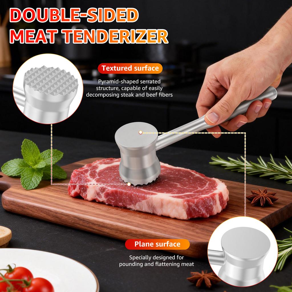 Meat Tenderizer Hammer Double-Sided Meats Hammer Stainless Steel/Zinc Alloy Meat Mallet for Beef Chicken Steak Kitchen Gadgets