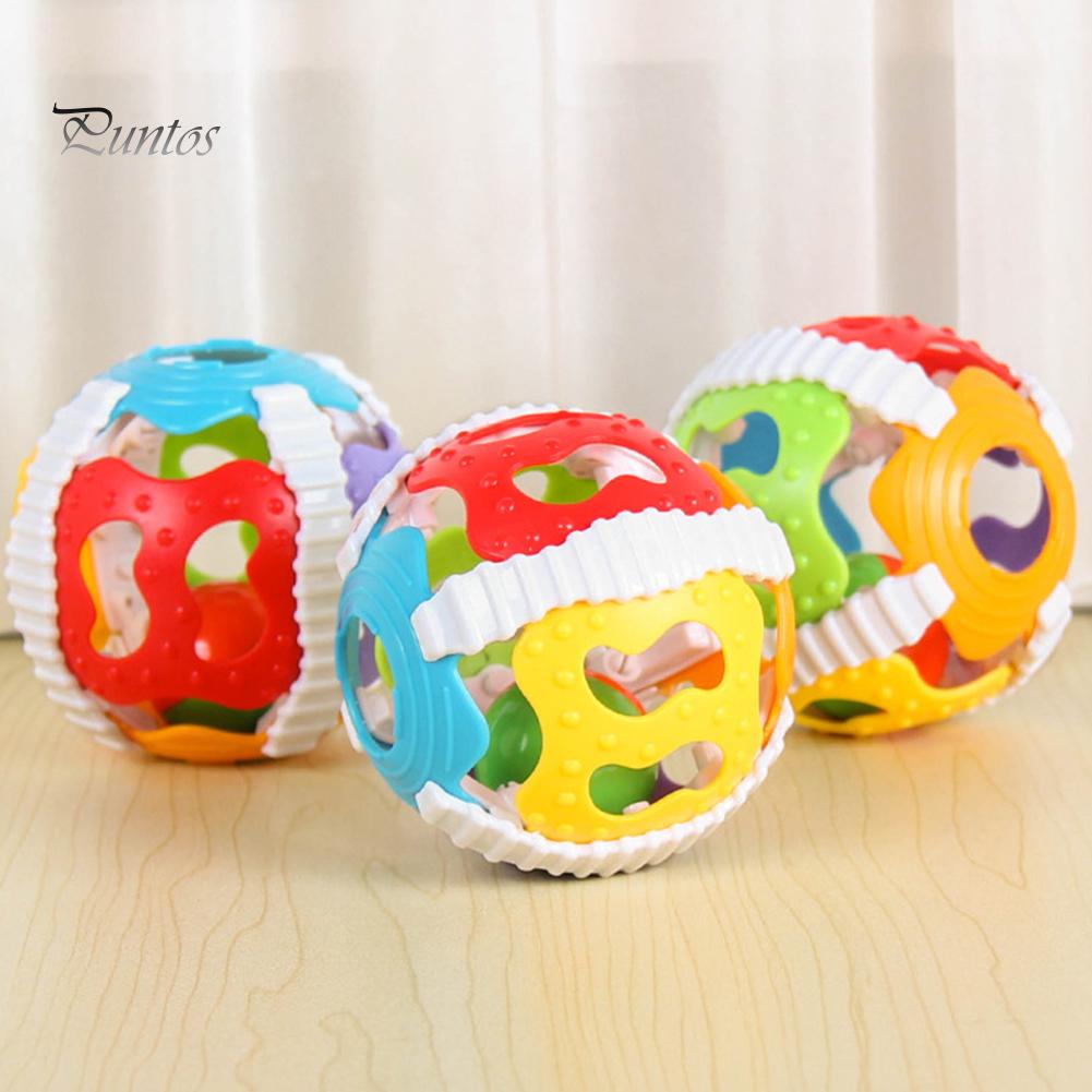 Puntos Colorful Rattle Plastic Hand Bell Grip Ball Funny Newborn Baby Infant Toy Gift