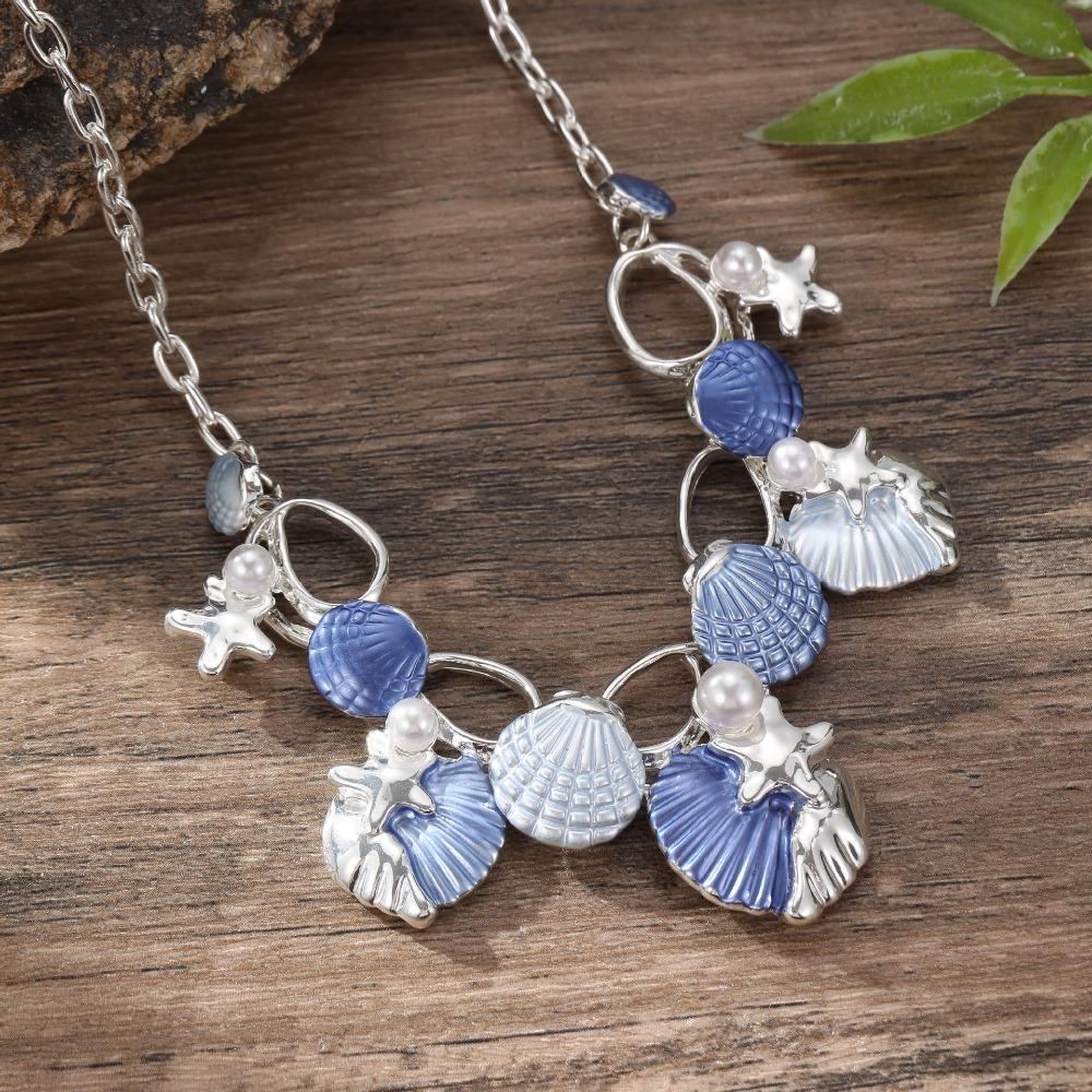 Pearl Clavicle Chain Women Starfish Choker Necklace Sweet Shell Pendant Necklace  Gifts