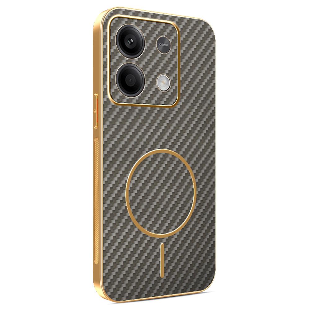 For Xiaomi Redmi Note 13 5G Phone Case Carbon Fiber Textured Electroplated TPU Back Cover