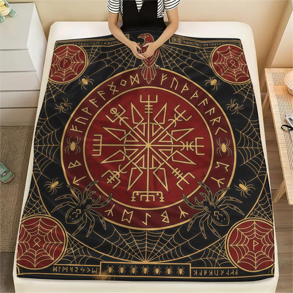 Viking Animal Patterns Print Flannel Blanket High Quality Comfortable for All Seasons Home Decor Warmth and Comfort Perfect for Christmas Gifts