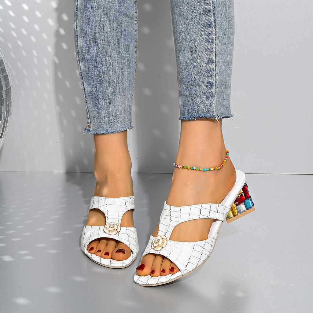 Fashion Shoes Womens Slippers Outdoor Slides Fashion Heeled Mules Peep Toe Low Pantofle Square heel Luxury High Summer 2025 Block Rome S