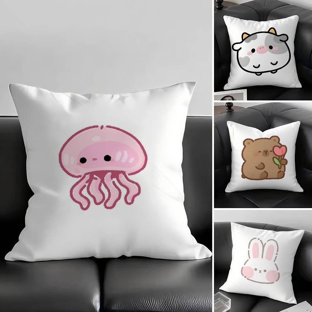 1pc Kawaii Cute Collection Pillow Case Square Bedroom Sofa Leisure Comfort Cushion Car Living Room Home Decoration