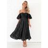Bubble Sleeve Waist Cinching Temperament Dress for Women