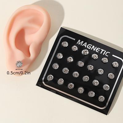 12 porų 5 mm cirkonio magnetinių auskarų rinkinys be auskarų vėrimo Papuošalų dovana