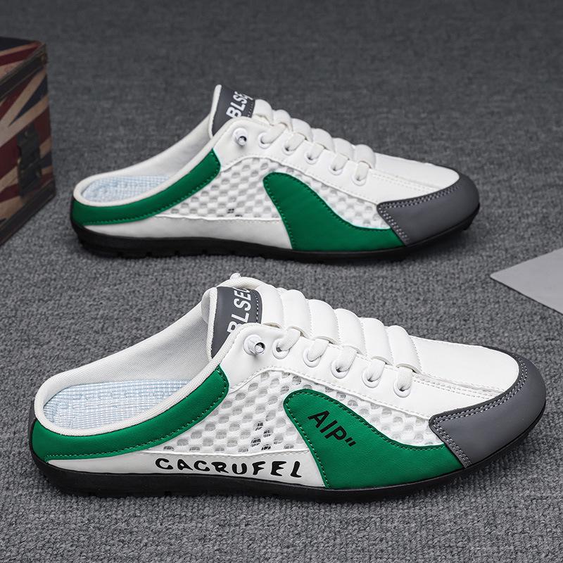 Cross-Border Men's Plus Size 2024 Summer Baotou Cool Slippers: Casual, Breathable Beach Mesh Shoes