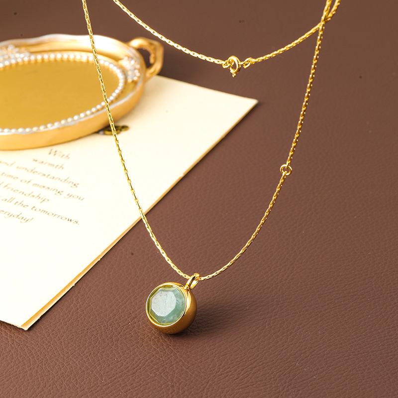 Koreanischer minimalistischer Naturstein, vergoldeter Ring – Leichter Luxus, High-End-Mode, Retro-Stil für Frauen