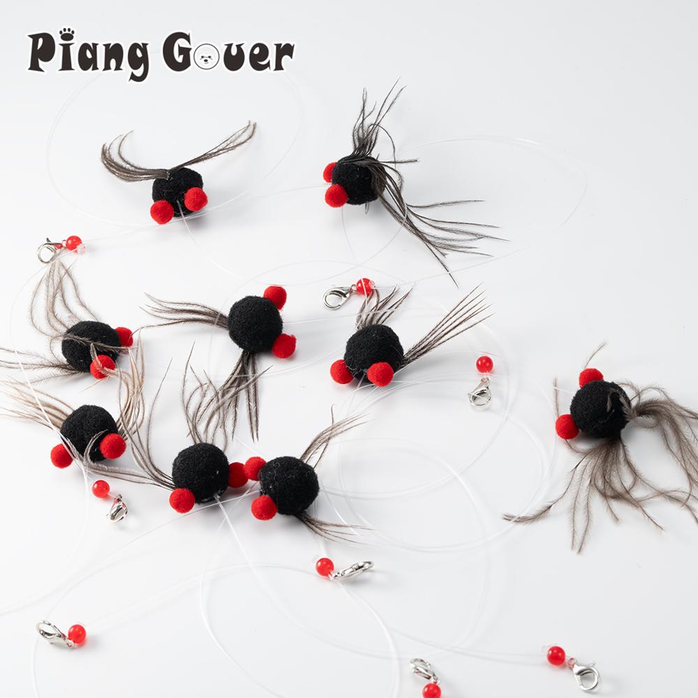 10pcs Black Simulation of Insects Cat Toy Replaces Head Cat Teasing Stick Teasing Interactive Pet Toy