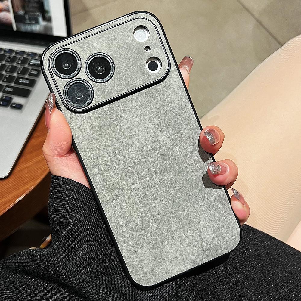 Luxury Leather Texture Phone Case For 17 Pro Max 17 Air 16 15 14 13 12 11 Pro Max 16E Shockproof Soft TPU Cover Shell