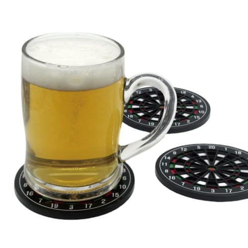 Avrpqiwy Unique Dartboard Drink Coasters, Set of 4, for Weddings and Parties, Funny and Cool Non-Slip Beer Mats