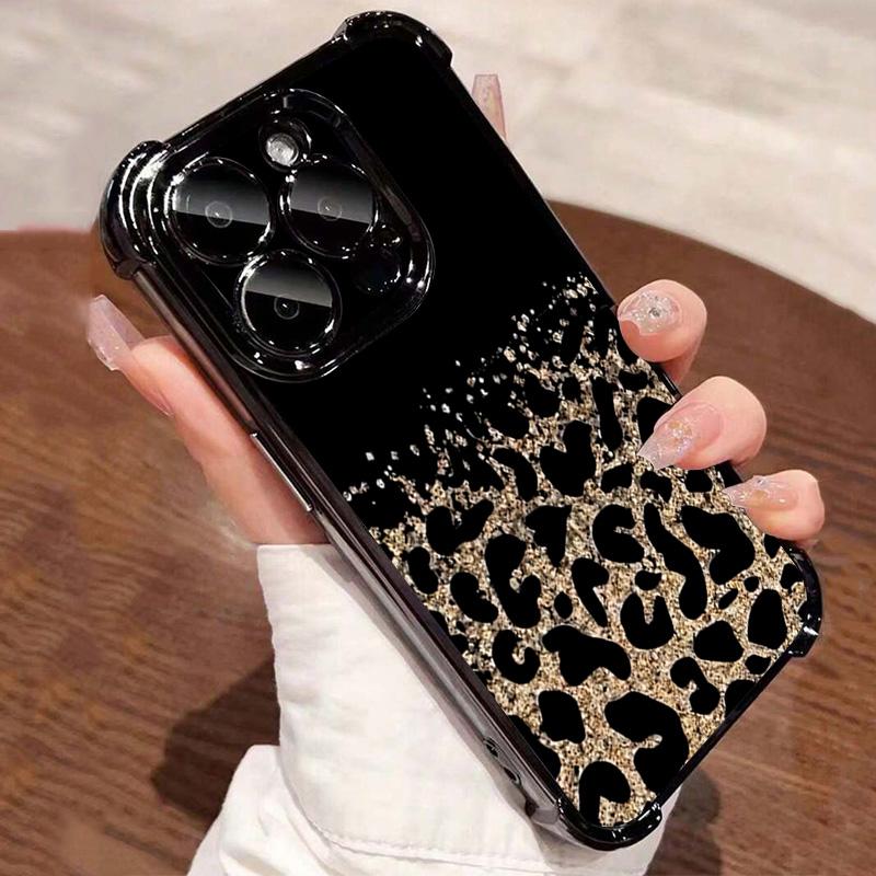 Korean Cute Leopard Pattern Electroplated Clear Phone Case For Samsung Galaxy S25 Ultra S24 S23 S22 S21 Plus FE Anti-Fall Cover