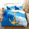 Schiffsanker Bettbezug-Sets 3D Polyester Meer Ozean Bettdeckenbezug Kissenbezüge Twin Full Queen King Streifen Bettwäsche-Set