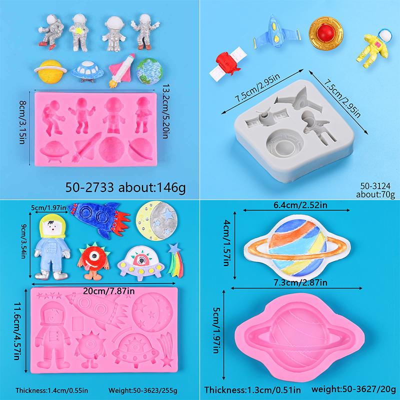 Astronaut Spaceship Silicone Mold Cake Decoration Cupcake Topper Fondant Chocolate Candy Gum Paste Polymer Clay Mold