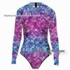 Mermaid Style 3D Fish Scale Women's Long Sleeve One-Piece Swimsuit