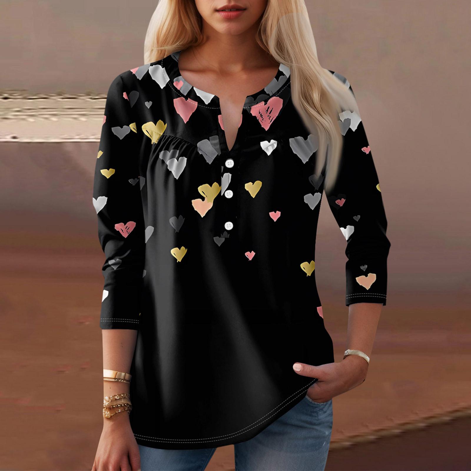 

Женская мода повседневный топ с длинным рукавом и круглым вырезом с цветочным принтом XXXL чёрный