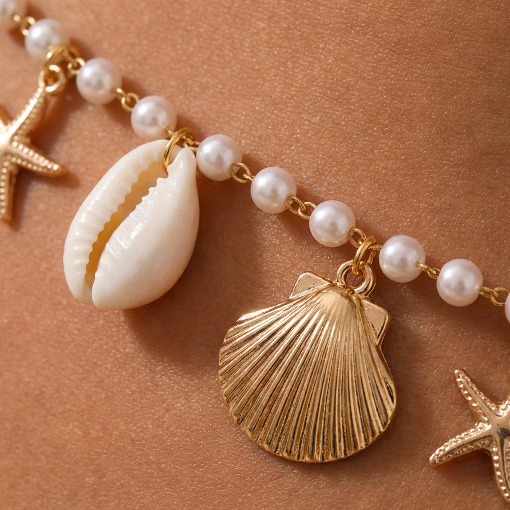 Bohemian Starfish Shell Imitation Pearl Belly Chains for Women Summer Vacation Sand Beach Sexy Bikini Waist Chain Body Jewelry