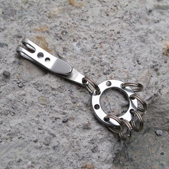 3Pcs Stainless Steel Key Ring with Clip Heavy Duty Metal Keychain Pocket Clip Holder