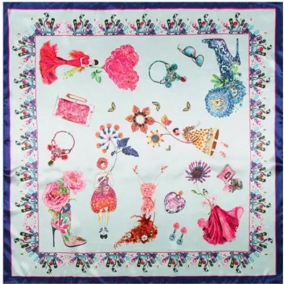 New Oil Painting Floral Print Women Silk Scarf Large Square Scarves Female Bandana Fashion Ladies Hijab Kerchief Scarves