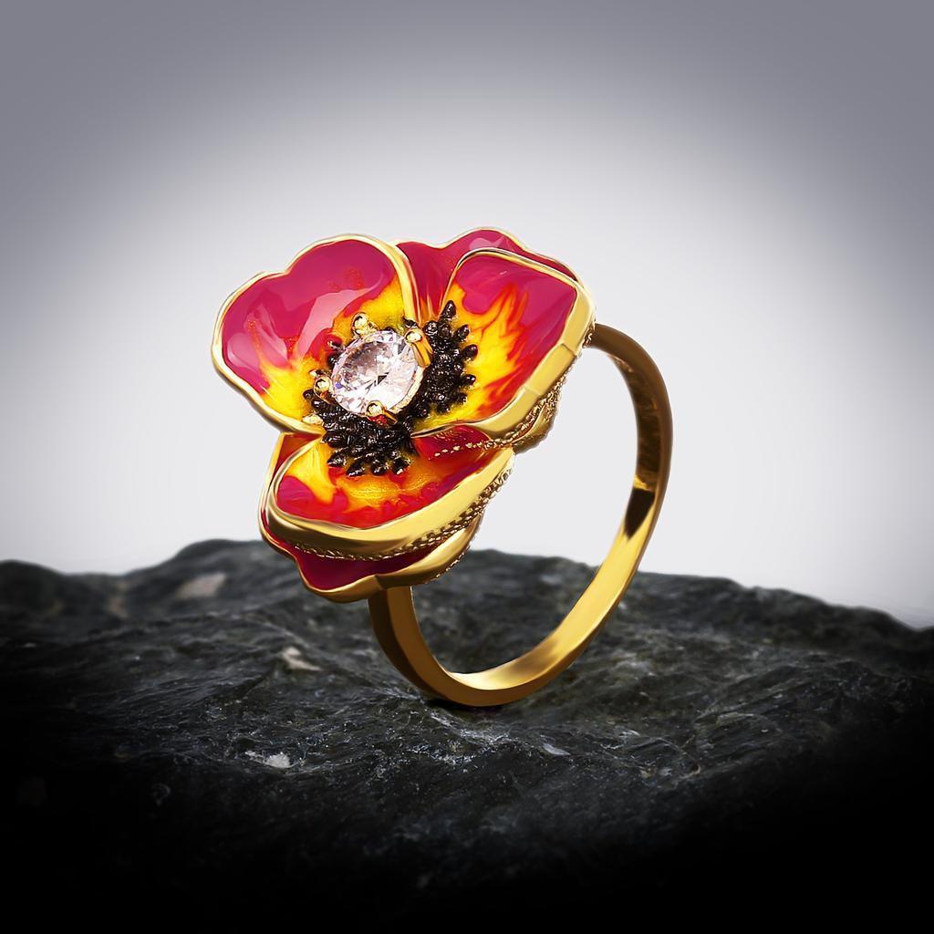 High Quality Enamel Flower Womens Ring Wedding Engagement Travel Cocktail Party Jewelry Gift
