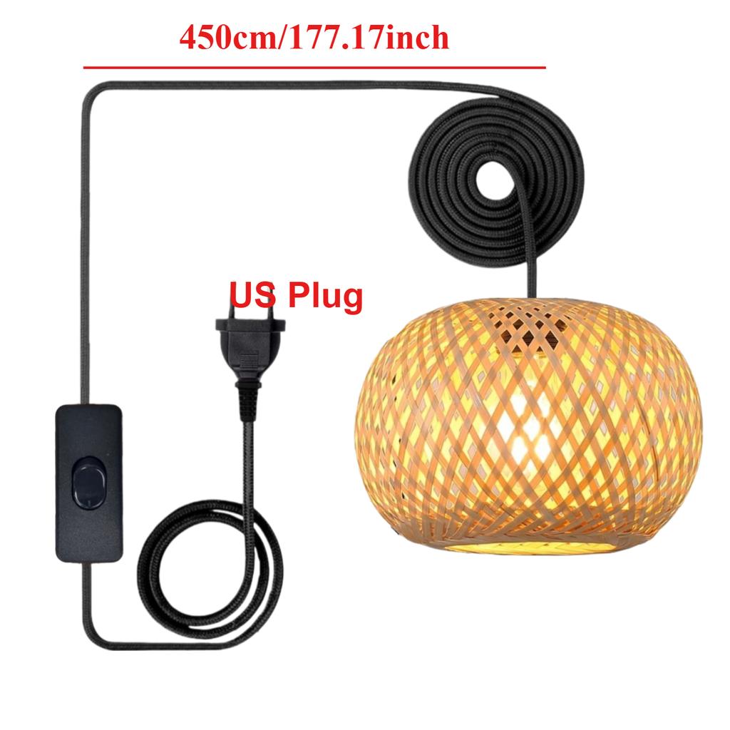 JOYINLED Japanese Boho Chandelier, E27 Bamboo Woven Wall Light for Bedroom Bathroom Living Room Vintage Rattan Plug-in Lamp 20cm
