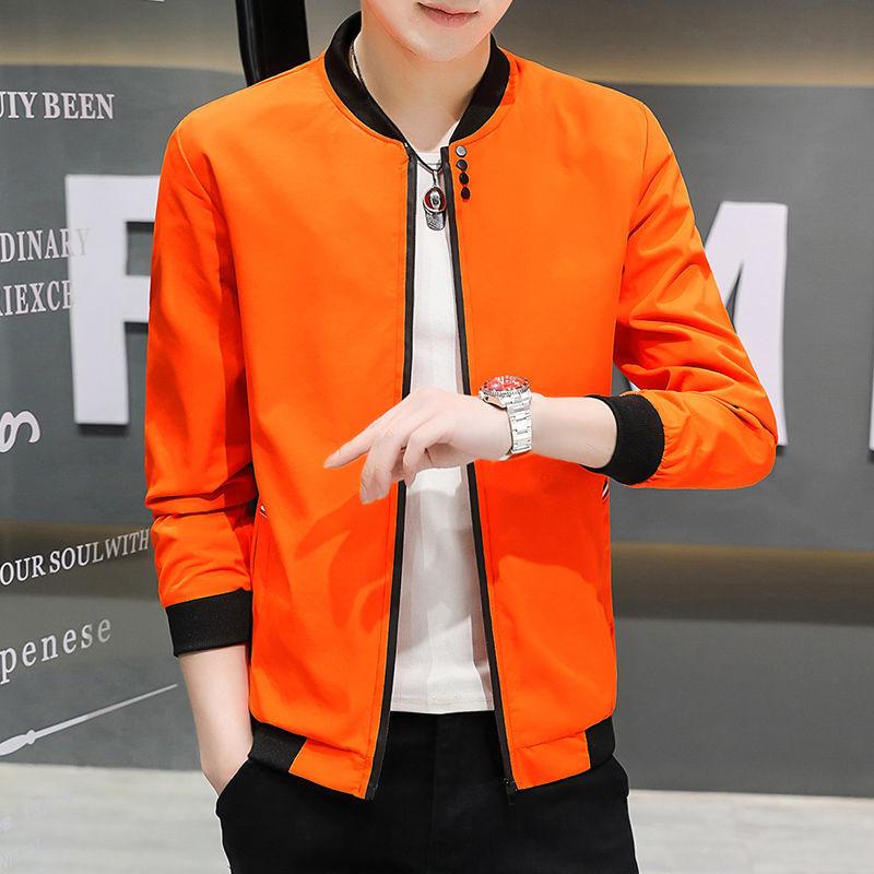 

Весенне-осенняя новая мужская повседневная куртка, пальто, однотонная ветровка на молнии с бейсбольным воротником, универсальное пальто M