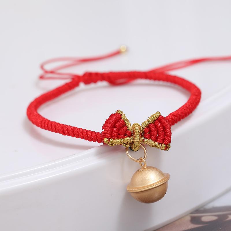 Handmade on the run princess bracelet Xiaohongshu same style Snow White bell bow woven hand rope gift female
