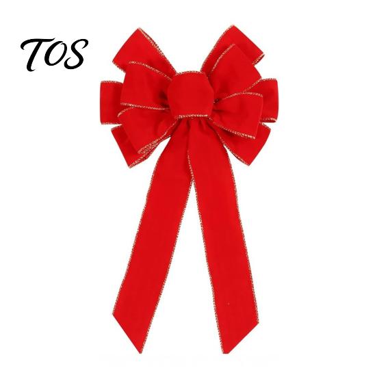Christmas Door Hanging Bow Large Velvet Bow, Red Plush Wreath Holiday Tree Topper Outdoor Weather Resistant Decor Ornament for Valentine's Day, Home,