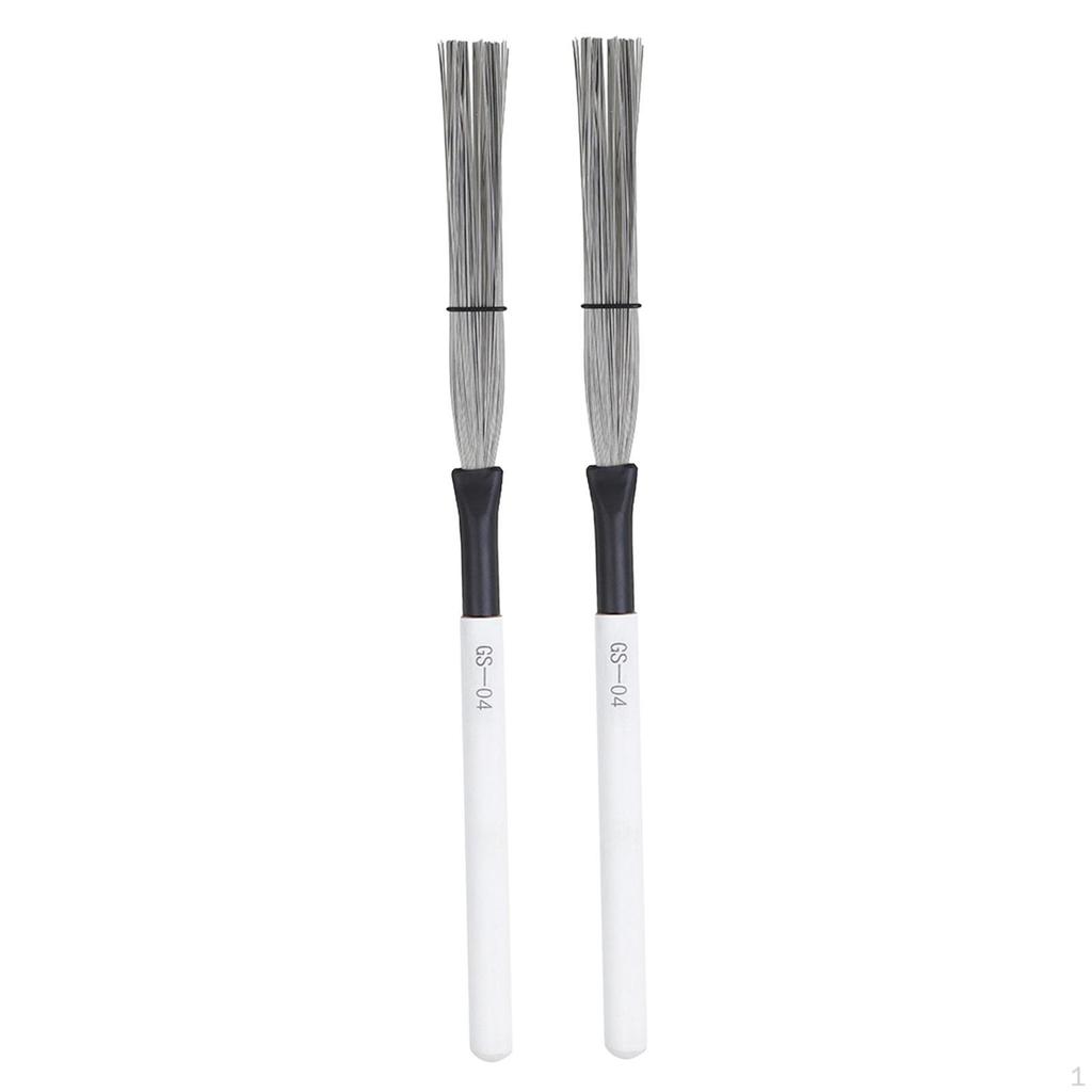 2 Drum Brushes with Comfortable Wooden Handles, for Sticks, Country Music