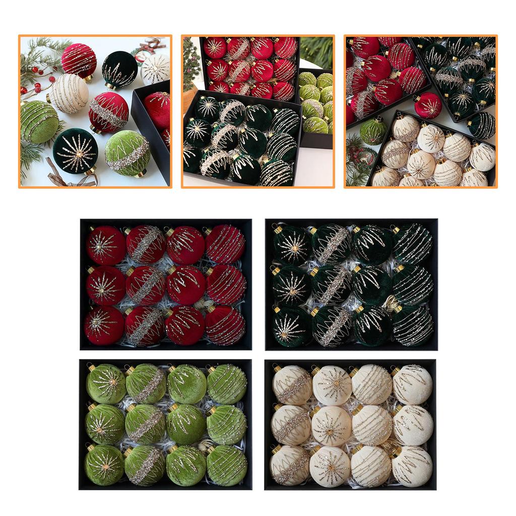 12 8cm Christmas Hanging Ornaments Decorations, Decorative Balls for Home, Festivals,