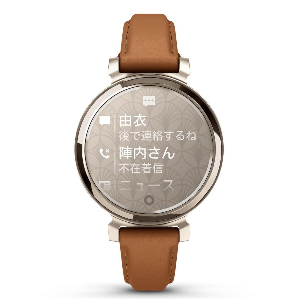 Garmin Lily 2 Classic Коричневий Золотий Сумісний Акумуляторний Роз'єм для та LINE та Вагітність Японська Шкіра/Кремовий [Модель Suica/5-Днівний Термін Роботи/Сон