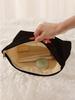 1 black cat pattern printed corduroy makeup bag, lightweight zipper makeup storage box, multifunctional bag with lining