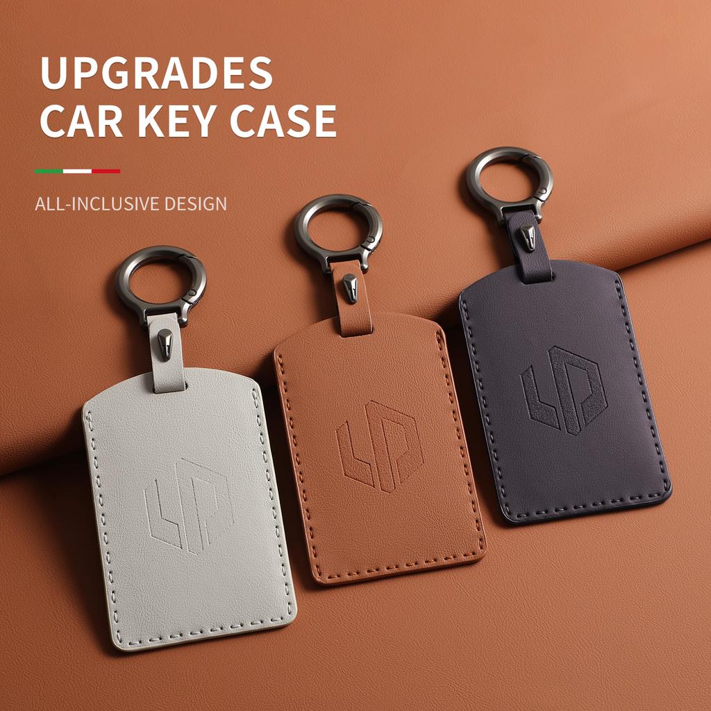 Original Car Color Leather Key Case Cover Fob For Leapmotor B01 C11 C16 C10 Car Keyless Remote Key Card Kit Protector Accessorie