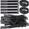 Reusable Black Nylon Hook and Loop Cinch Straps Adjustable Wire Fastener Cable Ties For Household Office Cord ArrangementStoragePinstriping Tape 3