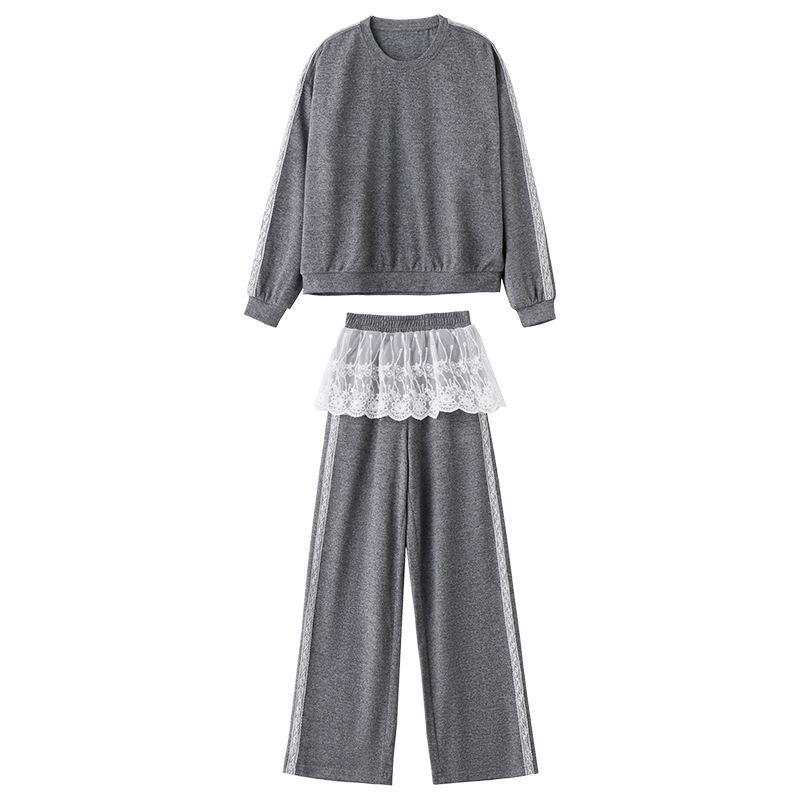 2025 Trening Casual cu Dantelă Patchwork: Set elegant din două piese pentru un look tineresc