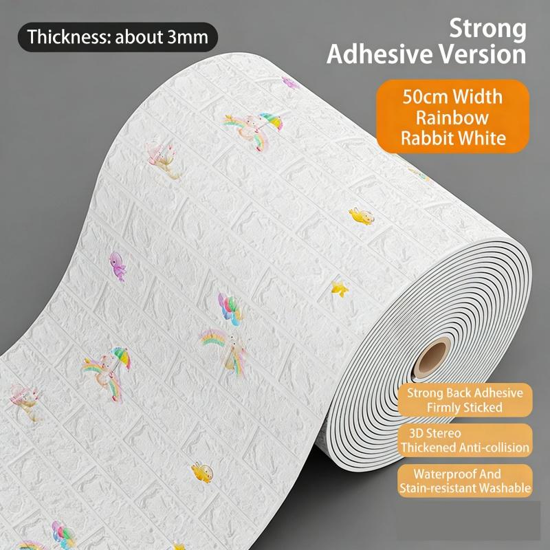 3D Self Adhesive Cartoon Foam Wall Panels Wallpaper for Kids Room Soft DIY Brick Wall Sticker Waterproof & Moisture Proof Home Decor