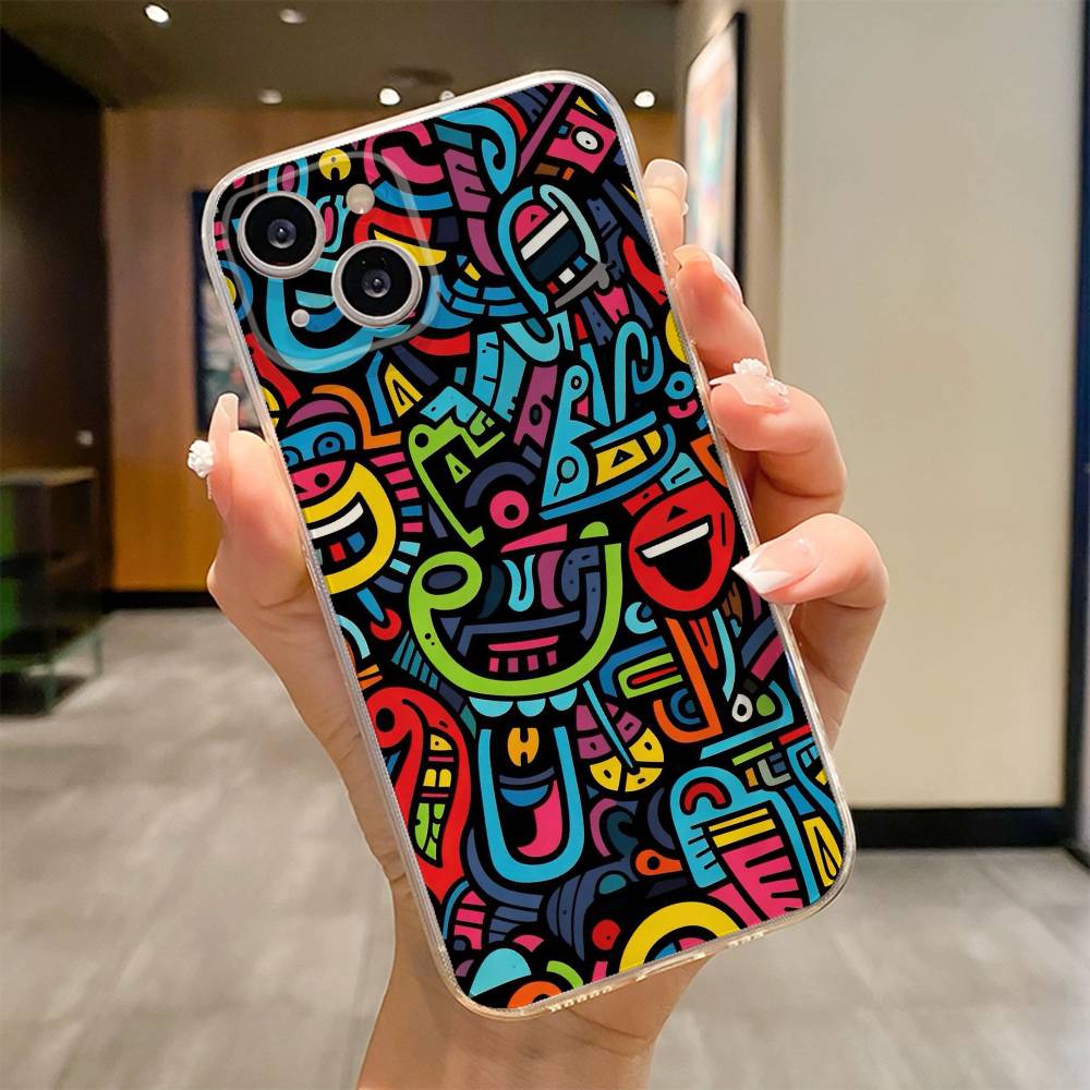 Colorful Lines Graffiti Phone Case For iPhone 17 16e 16 15 14 13 12 11mini Pro Max X XR XSMAX 8 7 Air Plus Soft Cover