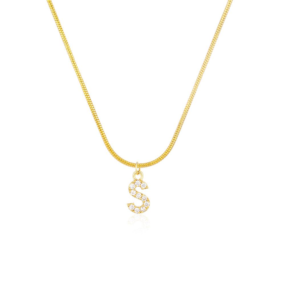 European and American hip hop round snake chain collarbone chain 26 English letter necklace creative personalized letter pendant necklace
